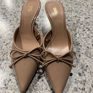 Zara Women's Brown Bow-Accent Mules